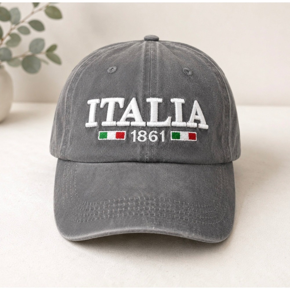 Italia 1861 Embroidered Adjustable Baseball Cap Gray Hat NWOT
